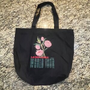 Lauren Daigle 2020 World Tour Black Tote Bag Floral Zippered Concert Merch‎